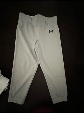 Under Armour Kids White Athletic Jogger Pants with Black Logo